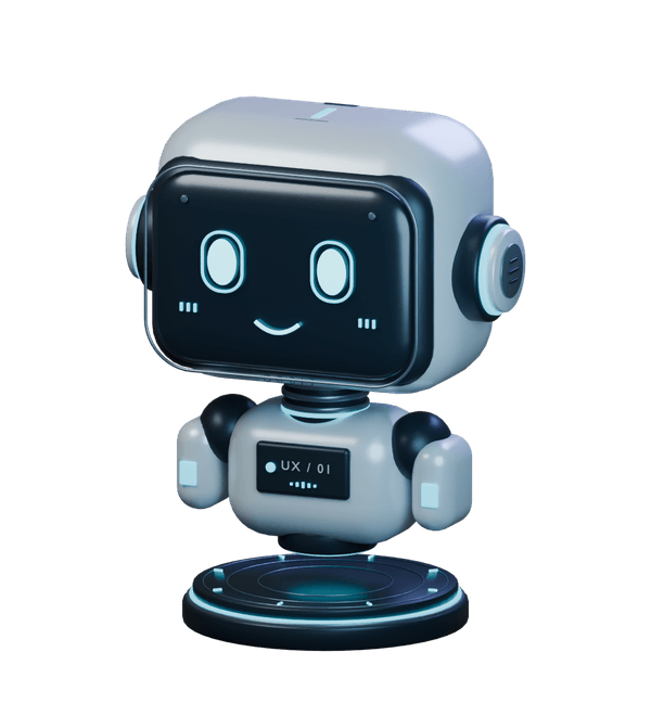 ORBIT, a ceramic robot with glowing eyes